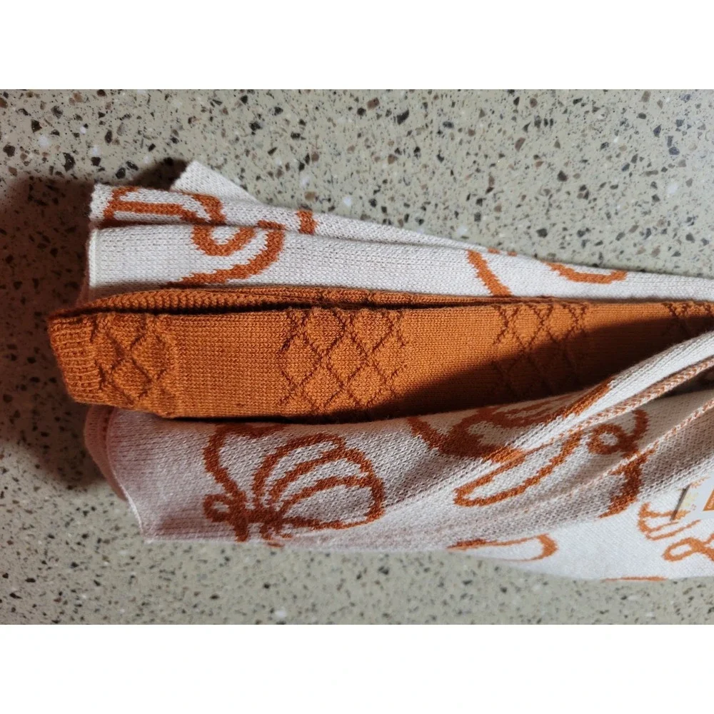 Rachel Ashwell The Farmhouse Set Of 3 Soft Kitchen Towels Pumpkin, Chunky Knit